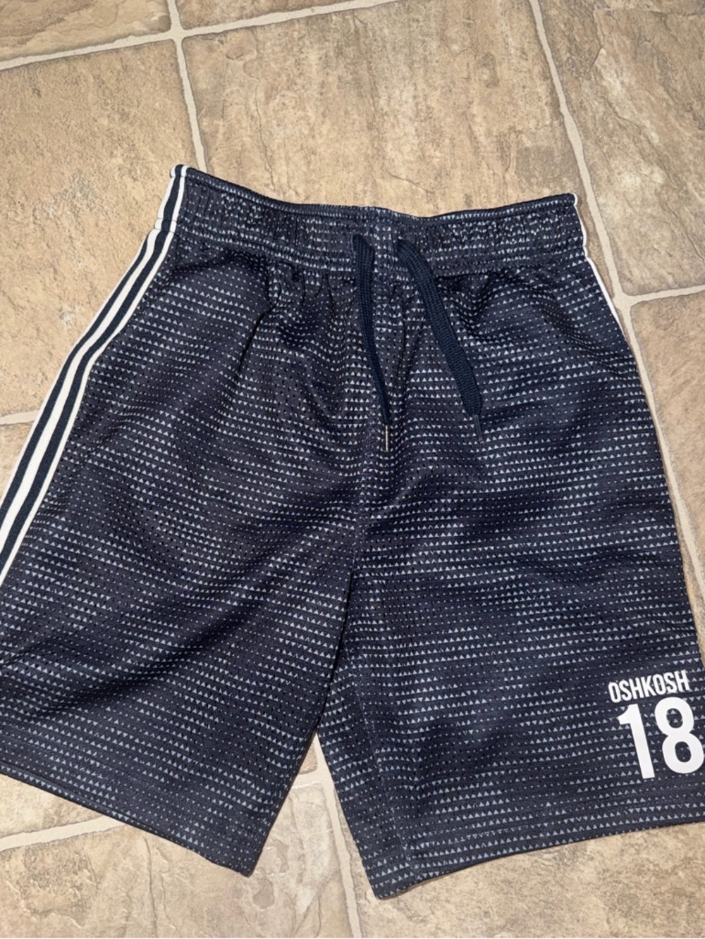 OshKosh B'gosh Navy and White Athletic Shorts with Side Stripes